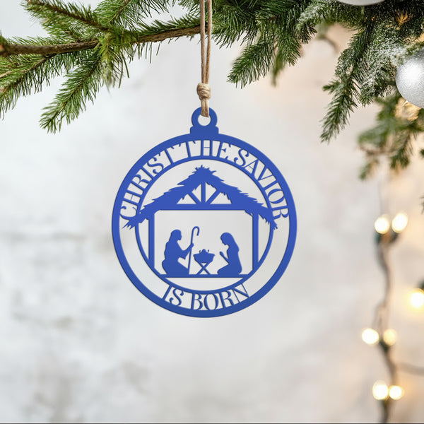 Metal Christ The Savior is Born Ornament, Christ the Savior,