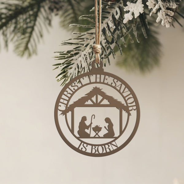 Metal Christ The Savior is Born Ornament, Christ the Savior,