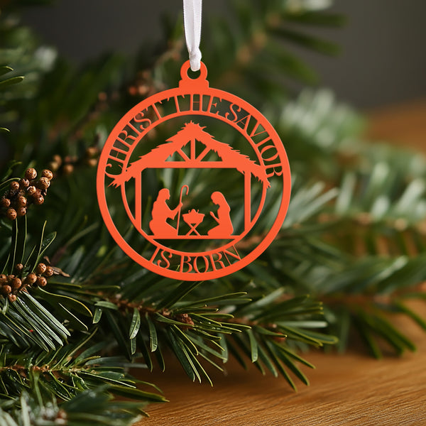 Metal Christ The Savior is Born Ornament, Christ the Savior,
