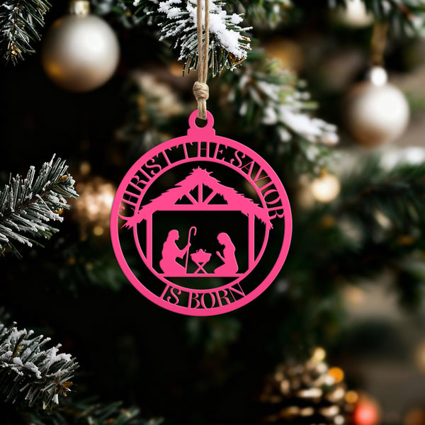 Metal Christ The Savior is Born Ornament, Christ the Savior,