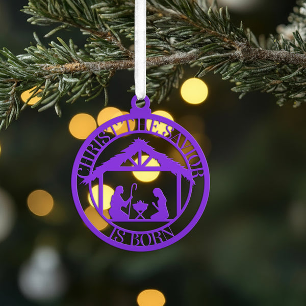 Metal Christ The Savior is Born Ornament, Christ the Savior,