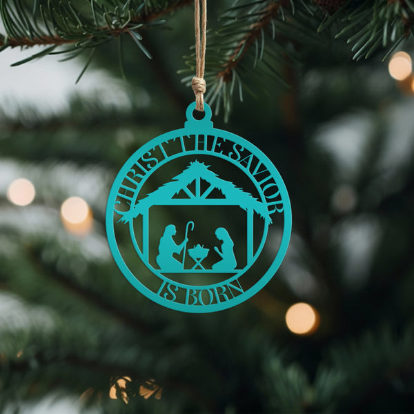 Metal Christ The Savior is Born Ornament, Christ the Savior,