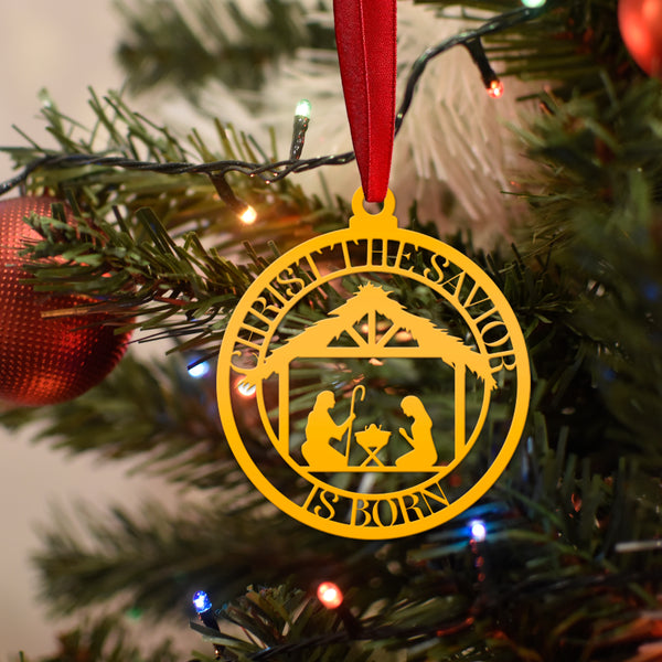 Metal Christ The Savior is Born Ornament, Christ the Savior,