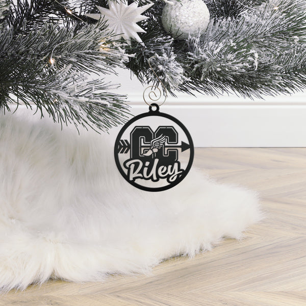 Cross Country Ornaments, Christmas Tree Decorations, Customizable Metal Ornament for runners, Makes a great team gift or senior night gift