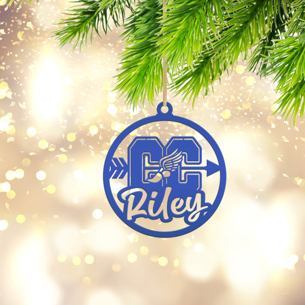 Cross Country Ornaments, Christmas Tree Decorations, Customizable Metal Ornament for runners, Makes a great team gift or senior night gift