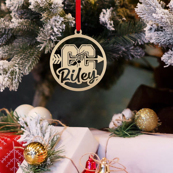Cross Country Ornaments, Christmas Tree Decorations, Customizable Metal Ornament for runners, Makes a great team gift or senior night gift