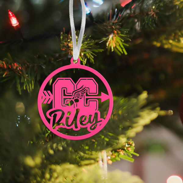 Cross Country Ornaments, Christmas Tree Decorations, Customizable Metal Ornament for runners, Makes a great team gift or senior night gift