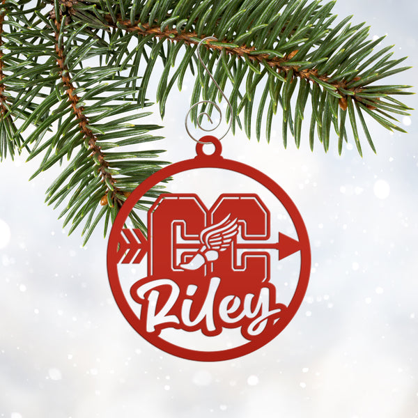Cross Country Ornaments, Christmas Tree Decorations, Customizable Metal Ornament for runners, Makes a great team gift or senior night gift