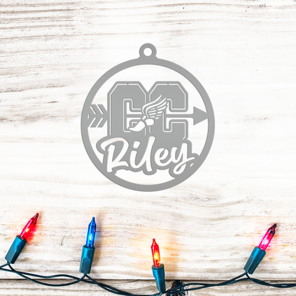 Cross Country Ornaments, Christmas Tree Decorations, Customizable Metal Ornament for runners, Makes a great team gift or senior night gift