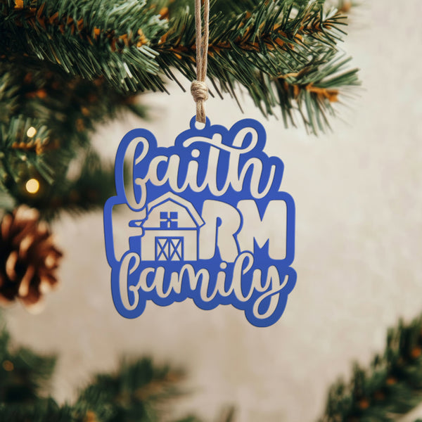 Metal Faith Farm Family Ornament - Christmas Decor-Christmas Ornaments