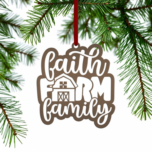 Metal Faith Farm Family Ornament - Christmas Decor-Christmas Ornaments