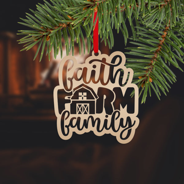 Metal Faith Farm Family Ornament - Christmas Decor-Christmas Ornaments