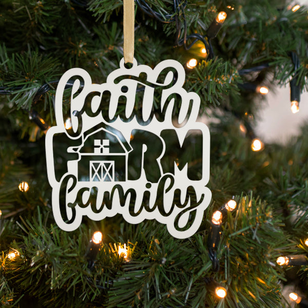 Metal Faith Farm Family Ornament - Christmas Decor-Christmas Ornaments