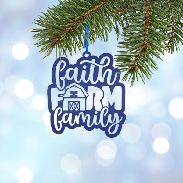 Metal Faith Farm Family Ornament - Christmas Decor-Christmas Ornaments