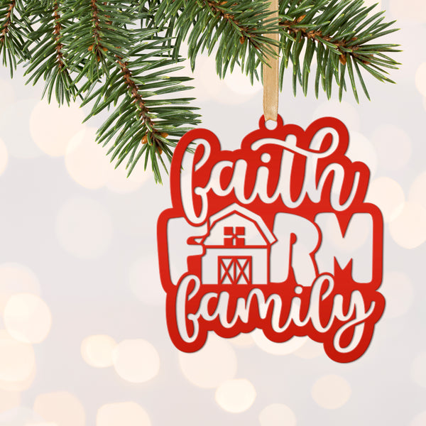 Metal Faith Farm Family Ornament - Christmas Decor-Christmas Ornaments