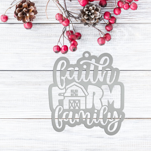 Metal Faith Farm Family Ornament - Christmas Decor-Christmas Ornaments