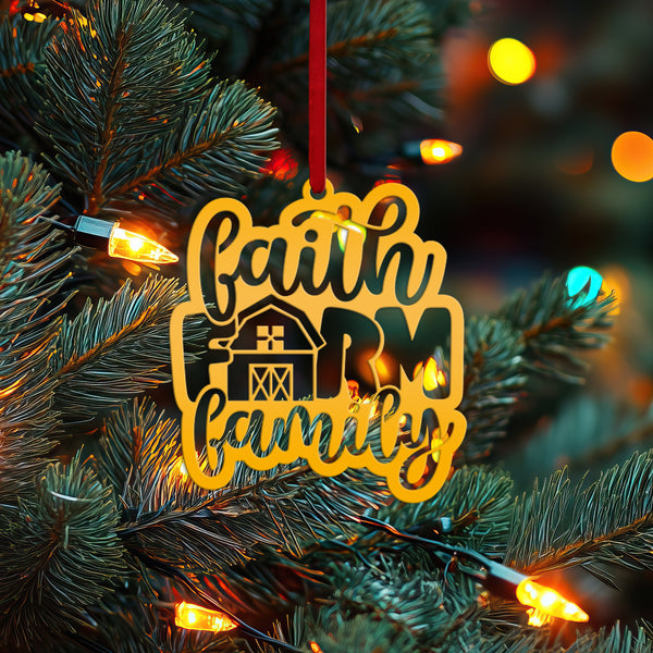 Metal Faith Farm Family Ornament - Christmas Decor-Christmas Ornaments