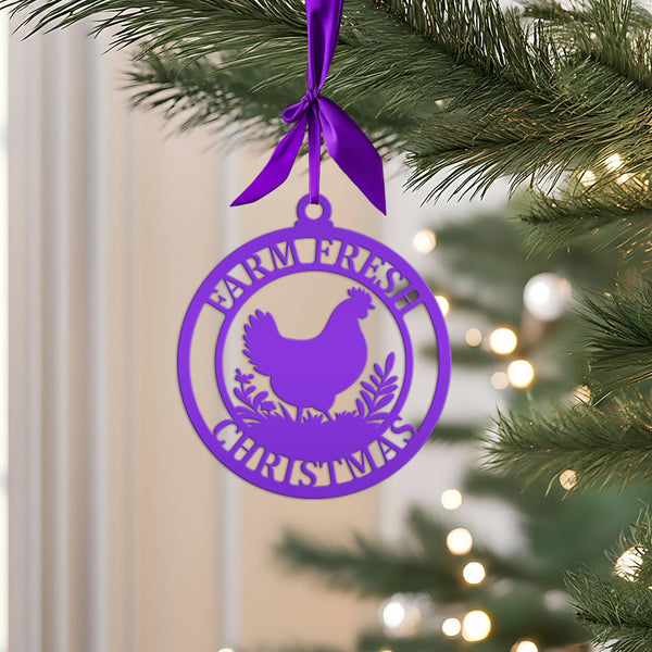 Chicken Ornament - Rustic Christmas Tree Decoration - Farmhouse Style Decor - Metal Ornaments - Laser Cut Holiday Trinket - Farmers Gift