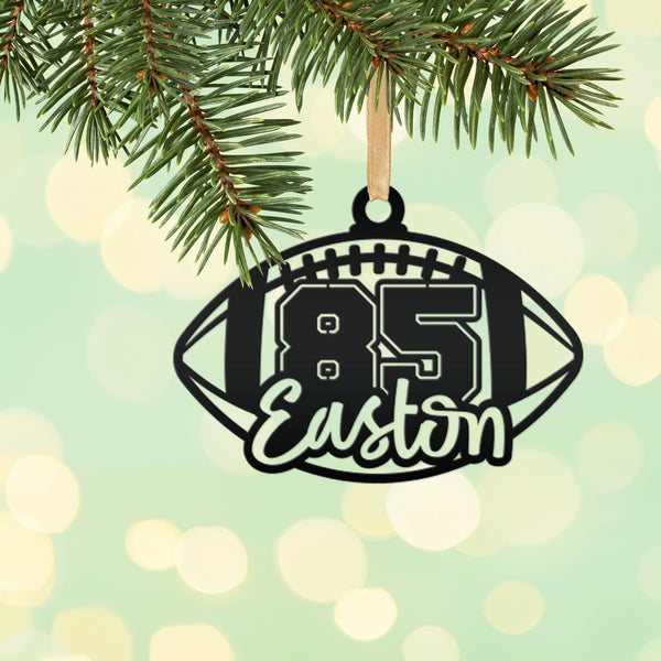 Football Christmas Ornament - Custom Metal Holiday Decorations - Personalized Stocking Stuffers - Unique Xmas Ornaments - Tree Decoration