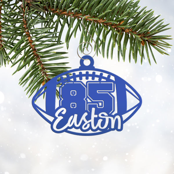 Football Christmas Ornament - Custom Metal Holiday Decorations - Personalized Stocking Stuffers - Unique Xmas Ornaments - Tree Decoration