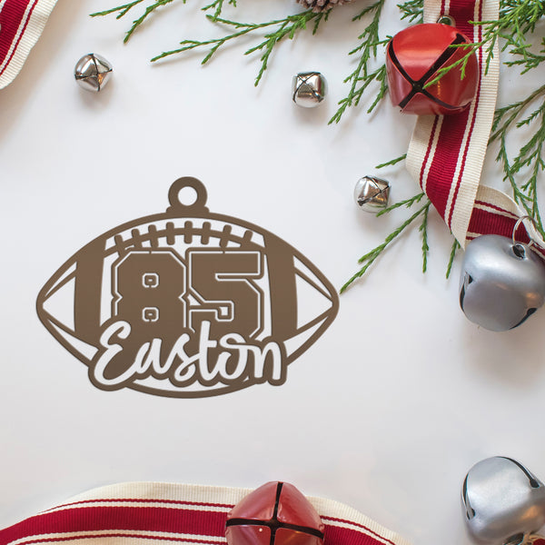 Football Christmas Ornament - Custom Metal Holiday Decorations - Personalized Stocking Stuffers - Unique Xmas Ornaments - Tree Decoration