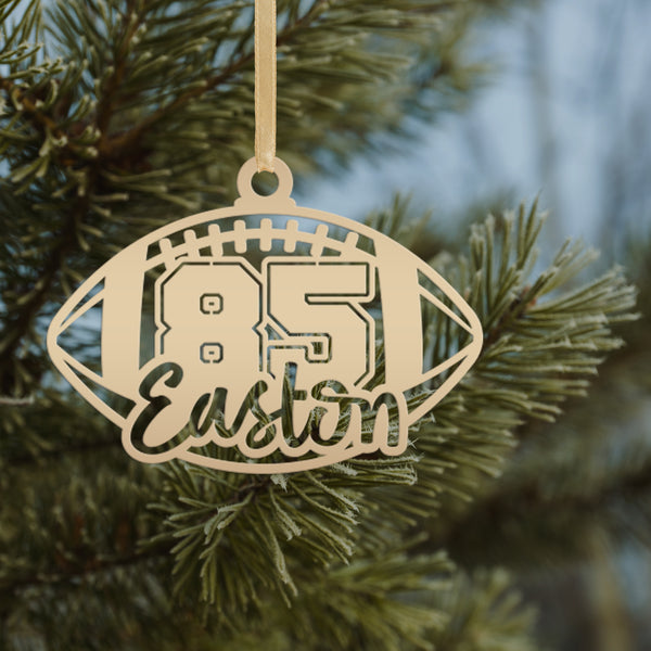 Football Christmas Ornament - Custom Metal Holiday Decorations - Personalized Stocking Stuffers - Unique Xmas Ornaments - Tree Decoration