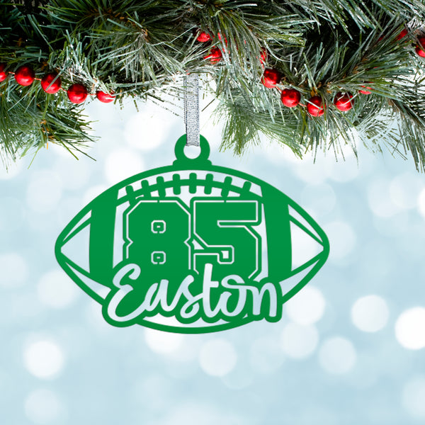 Football Christmas Ornament - Custom Metal Holiday Decorations - Personalized Stocking Stuffers - Unique Xmas Ornaments - Tree Decoration