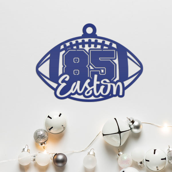 Football Christmas Ornament - Custom Metal Holiday Decorations - Personalized Stocking Stuffers - Unique Xmas Ornaments - Tree Decoration