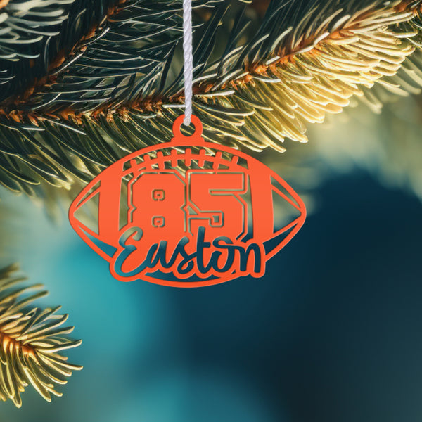 Football Christmas Ornament - Custom Metal Holiday Decorations - Personalized Stocking Stuffers - Unique Xmas Ornaments - Tree Decoration
