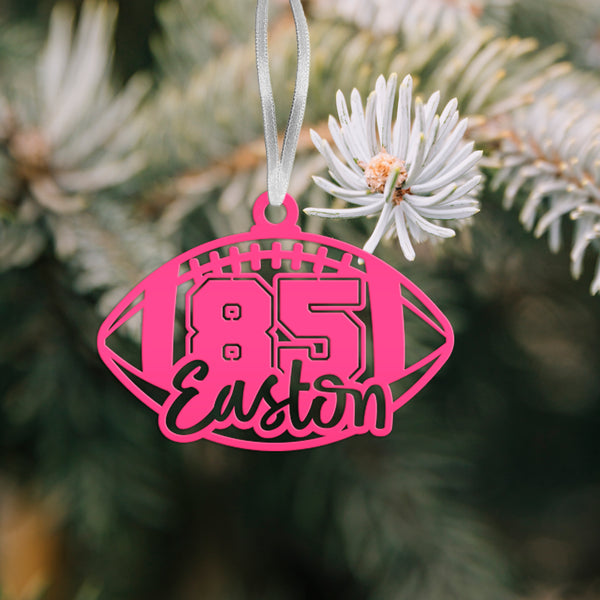 Football Christmas Ornament - Custom Metal Holiday Decorations - Personalized Stocking Stuffers - Unique Xmas Ornaments - Tree Decoration