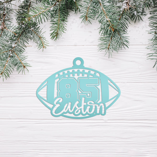 Football Christmas Ornament - Custom Metal Holiday Decorations - Personalized Stocking Stuffers - Unique Xmas Ornaments - Tree Decoration