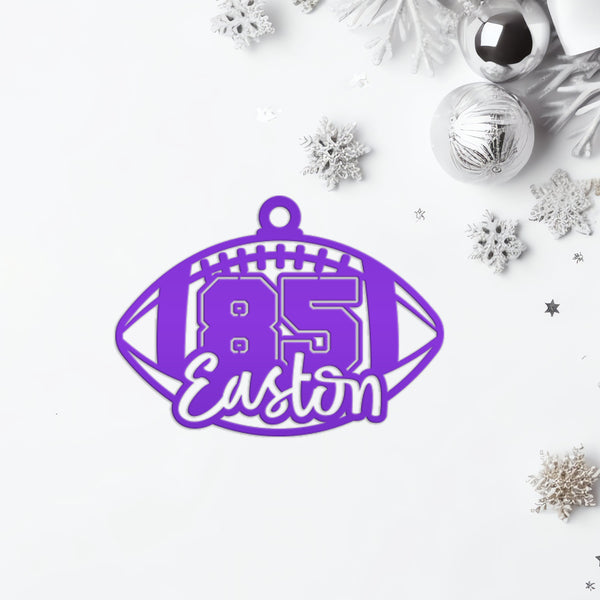 Football Christmas Ornament - Custom Metal Holiday Decorations - Personalized Stocking Stuffers - Unique Xmas Ornaments - Tree Decoration