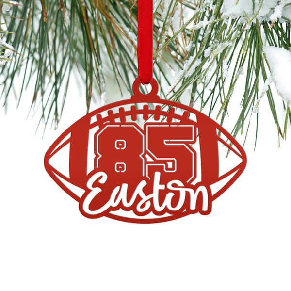 Football Christmas Ornament - Custom Metal Holiday Decorations - Personalized Stocking Stuffers - Unique Xmas Ornaments - Tree Decoration
