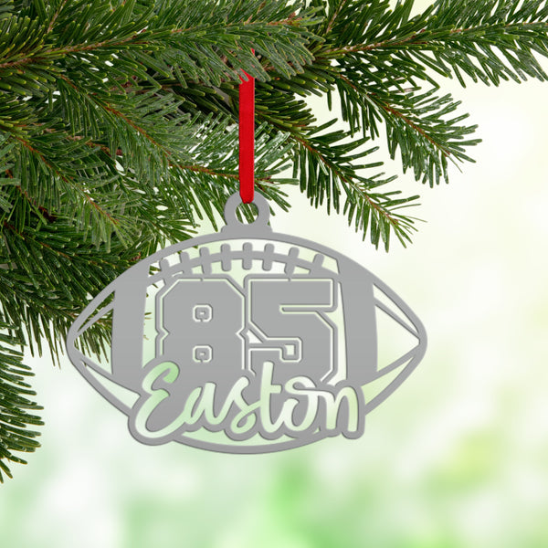 Football Christmas Ornament - Custom Metal Holiday Decorations - Personalized Stocking Stuffers - Unique Xmas Ornaments - Tree Decoration