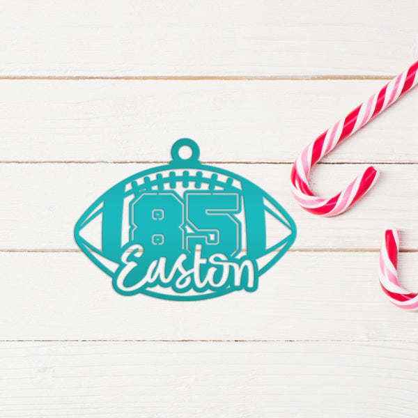 Football Christmas Ornament - Custom Metal Holiday Decorations - Personalized Stocking Stuffers - Unique Xmas Ornaments - Tree Decoration