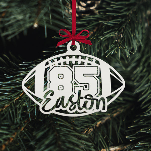 Football Christmas Ornament - Custom Metal Holiday Decorations - Personalized Stocking Stuffers - Unique Xmas Ornaments - Tree Decoration