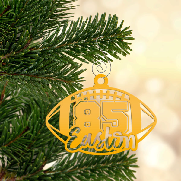 Football Christmas Ornament - Custom Metal Holiday Decorations - Personalized Stocking Stuffers - Unique Xmas Ornaments - Tree Decoration