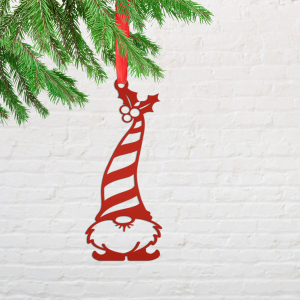 Festive Gnome Metal Ornament for Your Christmas Tree - Whimsical Holiday Decor - Laser Cut Seasonal Decorations - Novelty Stocking Stuffers