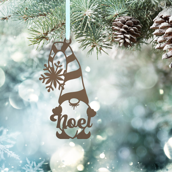 Metal Noel Gnome Ornament - Metal Noel Holiday Decor