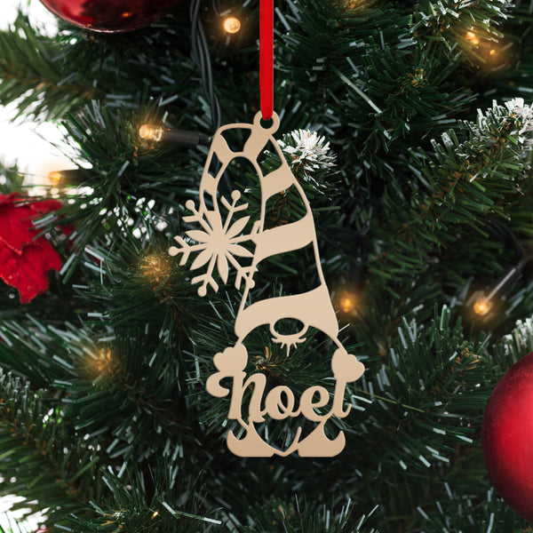 Metal Noel Gnome Ornament - Metal Noel Holiday Decor