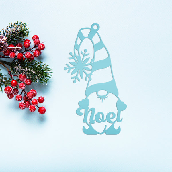 Metal Noel Gnome Ornament - Metal Noel Holiday Decor