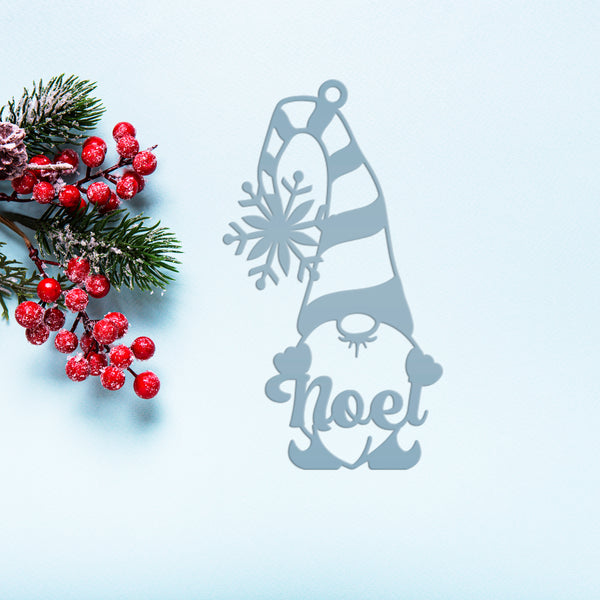 Metal Noel Gnome Ornament - Metal Noel Holiday Decor