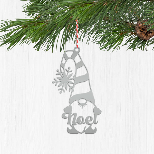 Metal Noel Gnome Ornament - Metal Noel Holiday Decor