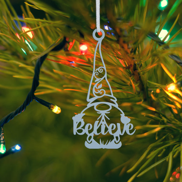 Holiday Gnome Hanging Ornament - Whimsical Christmas Tree Decor - Unique Laser Cut Gnome Trinket - Seasonal Decoration - Stocking Stuffer