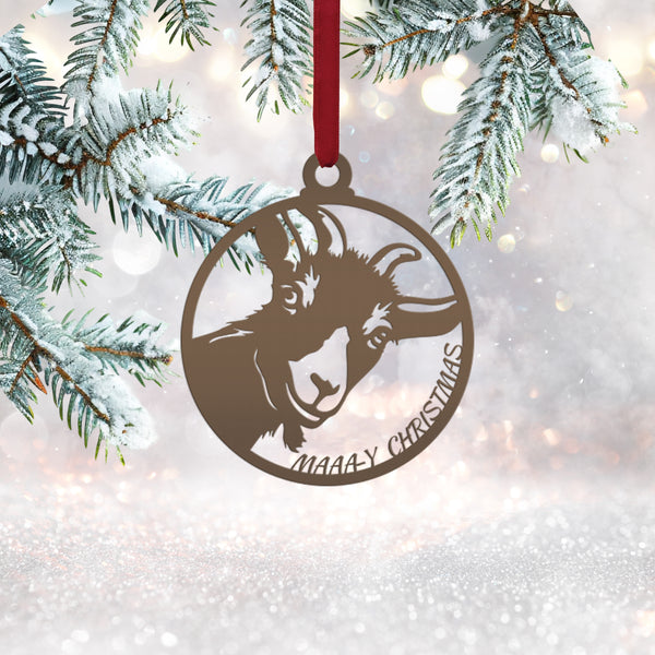 Metal Goat Christmas Ornament, Holiday Decor