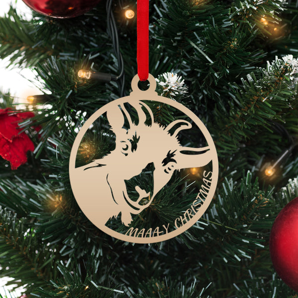 Metal Goat Christmas Ornament, Holiday Decor