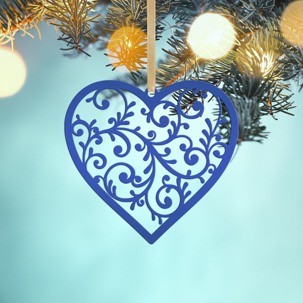 Scrolled Heart Metal Ornament - Christmas Decor- Heat Metal Decor-Heart Lovers-Heat Art-Decor-Heart Ornament