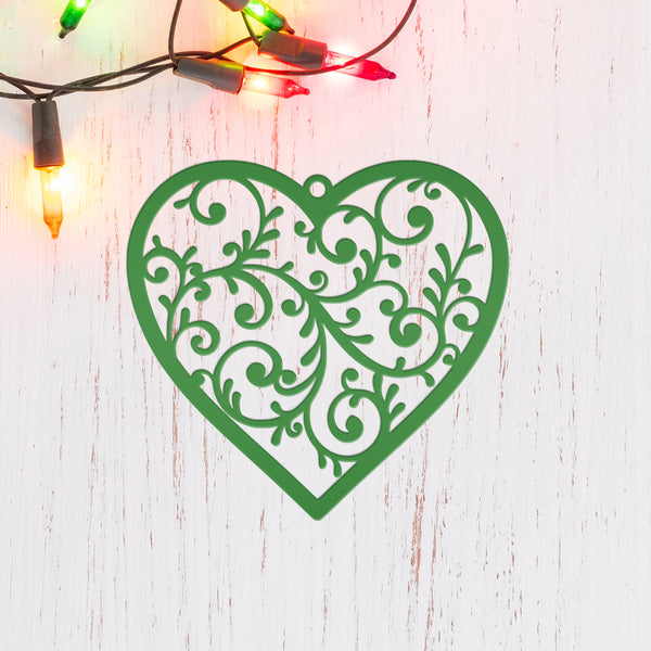 Scrolled Heart Metal Ornament - Christmas Decor- Heat Metal Decor-Heart Lovers-Heat Art-Decor-Heart Ornament