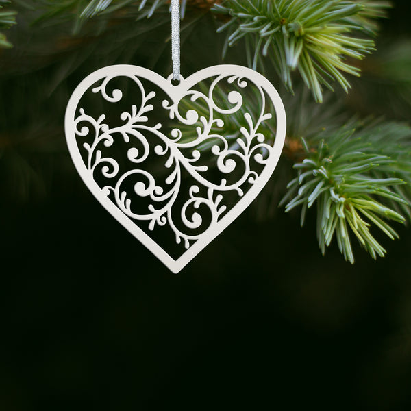Scrolled Heart Metal Ornament - Christmas Decor- Heat Metal Decor-Heart Lovers-Heat Art-Decor-Heart Ornament