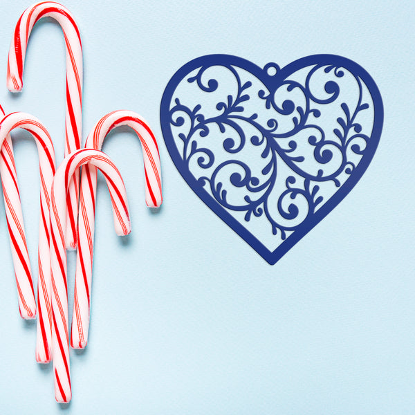 Scrolled Heart Metal Ornament - Christmas Decor- Heat Metal Decor-Heart Lovers-Heat Art-Decor-Heart Ornament